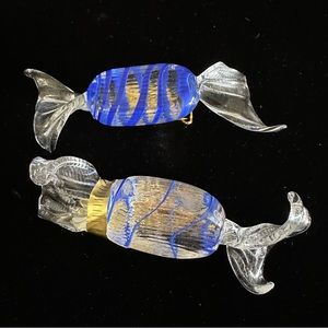 VINTAGE Murano Glass Candy Brooches - Set of Two
